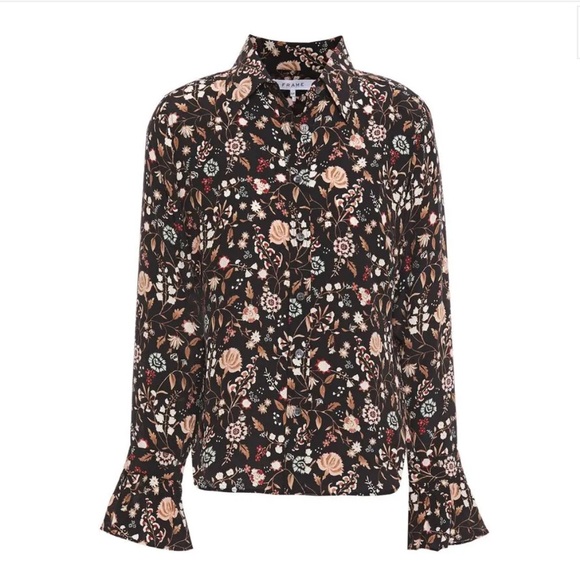 FRAME
70s Floral-Print Silk Crepe De Chine Shirt - Picture 1 of 11